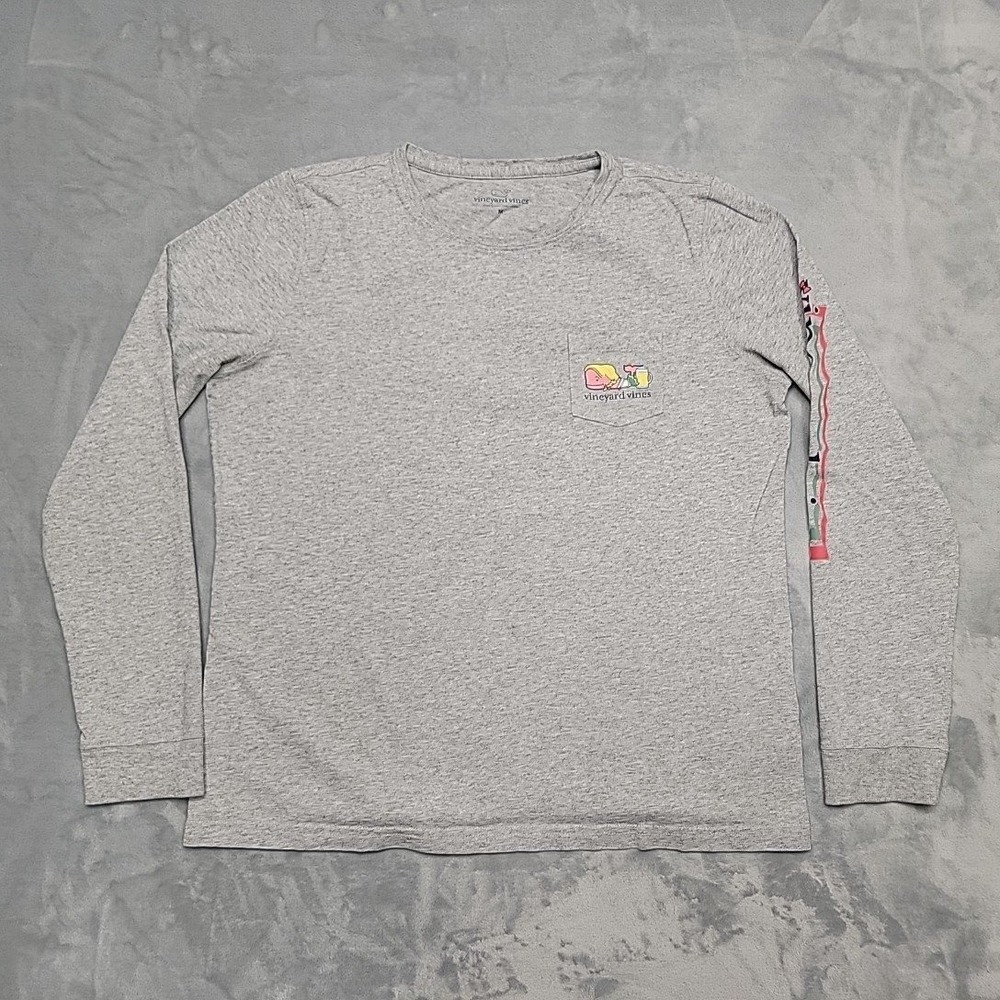 Vineyard Vines Shirt Womens‎ M Gray Oktoberfest Beer Whale Long Sleeve Graphic